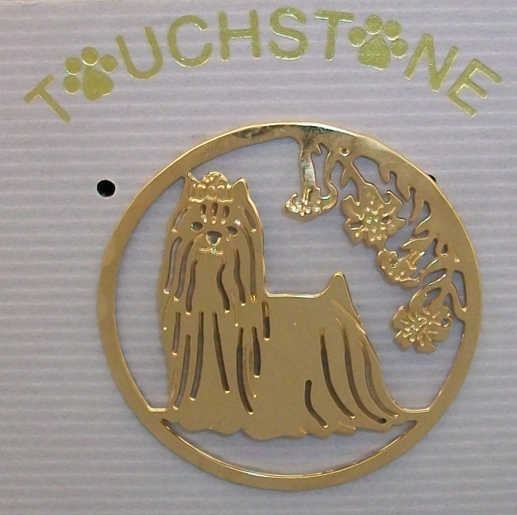 Yorkshire Terrier Scene Clutch Back Pin by Touchstone Dog Designs // Yorkie Jewelry // Dog Breed Jewelry // AKC Breed Jewelry